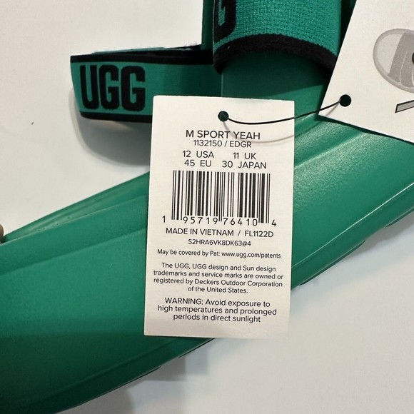 Men's UGG Sport Yeah Sandal Slide Green Size 12 US [1132150] EDGR - Picture 6 of 7